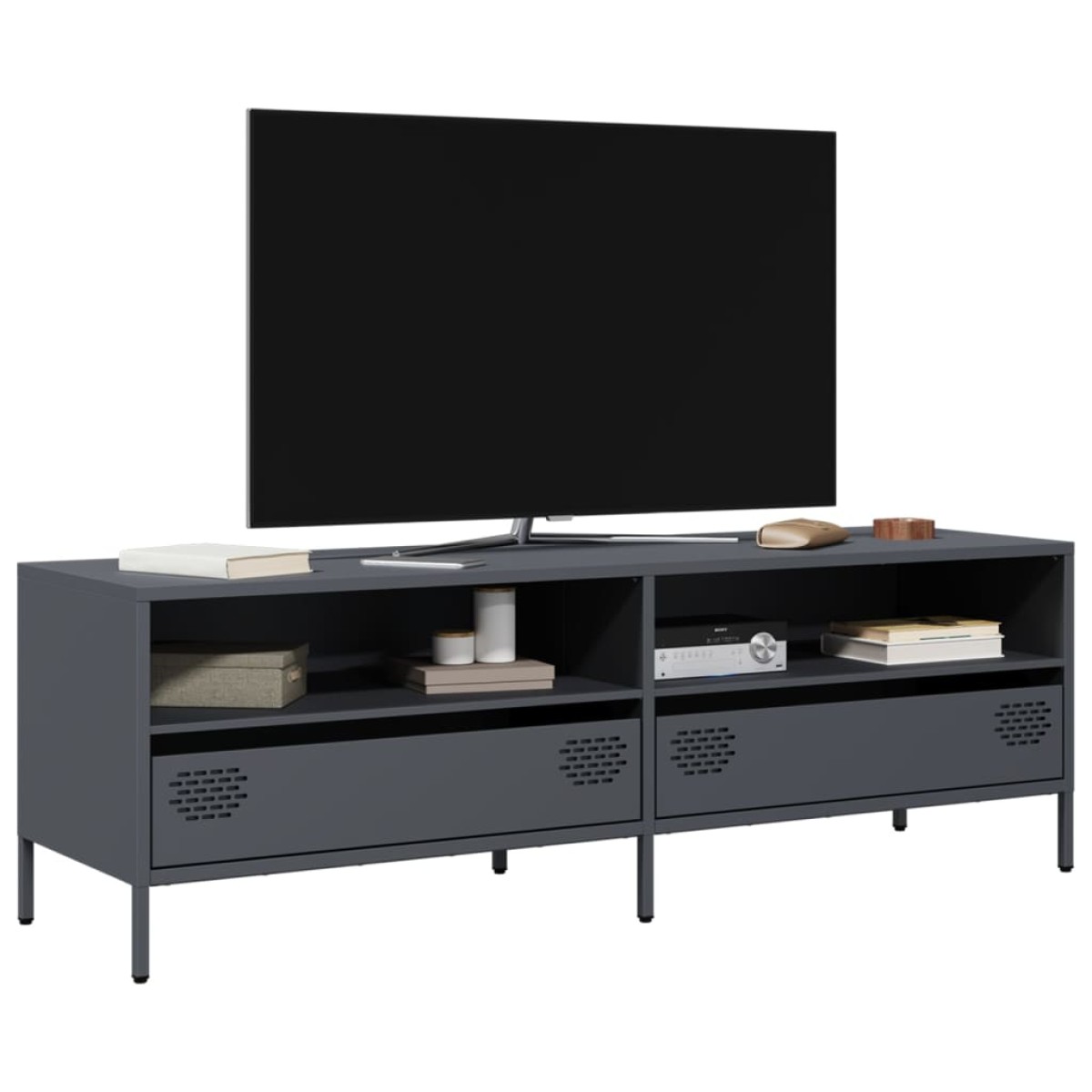 vidaXL Έπιπλο Τηλεόρασης Ανθρακί 135x39x43,5 εκ. Ατσάλι Ψυχρής Έλασης