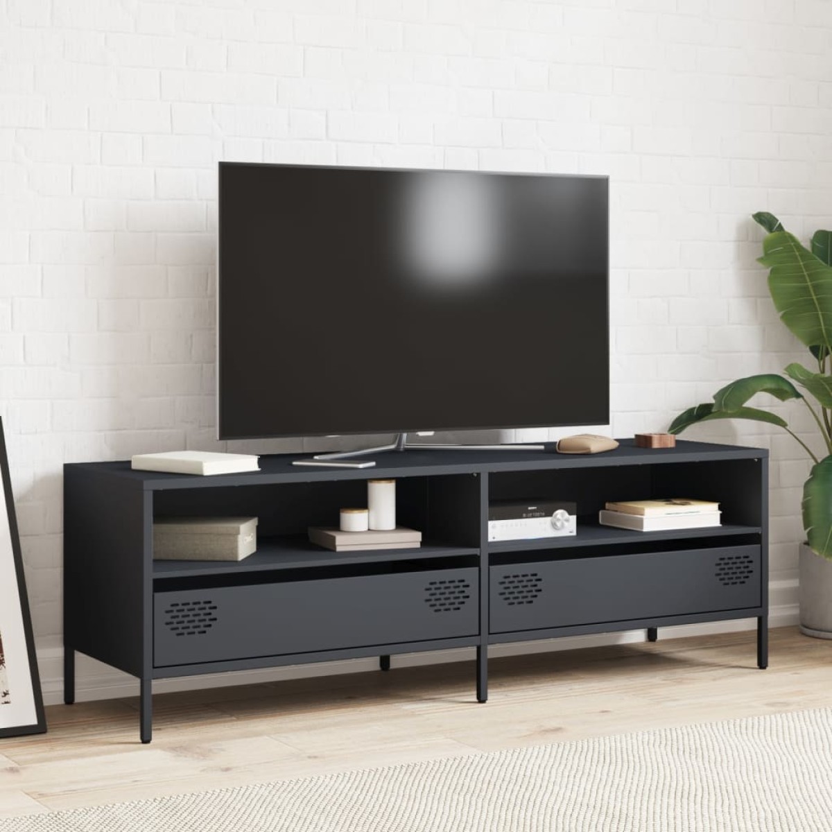 vidaXL Έπιπλο Τηλεόρασης Ανθρακί 135x39x43,5 εκ. Ατσάλι Ψυχρής Έλασης