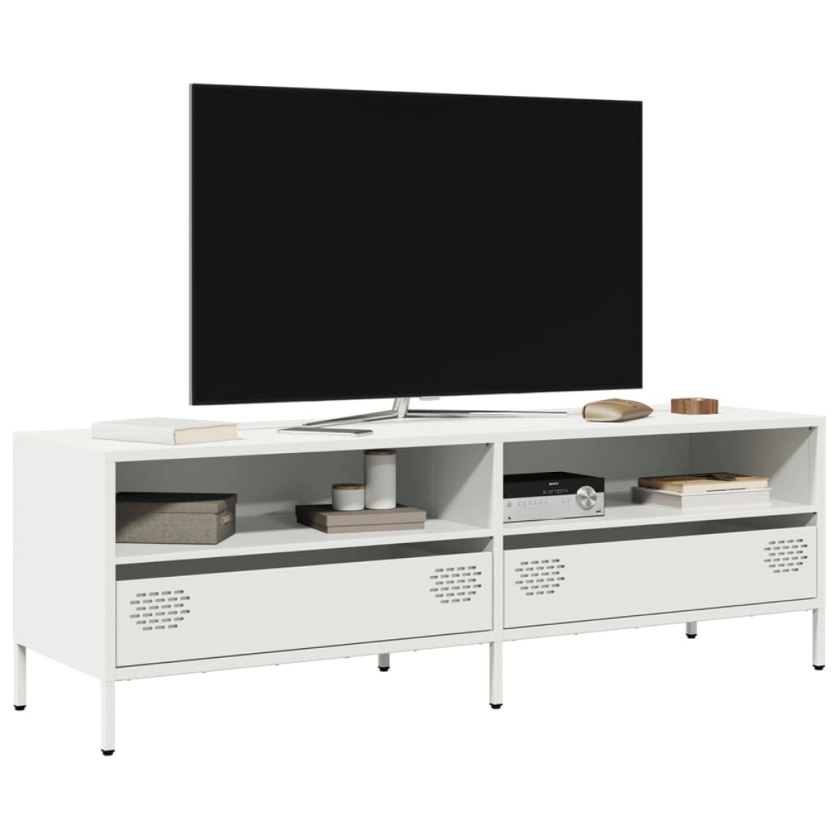vidaXL Έπιπλο Τηλεόρασης Λευκό 135x39x43,5 εκ. Ατσάλι Ψυχρής Έλασης