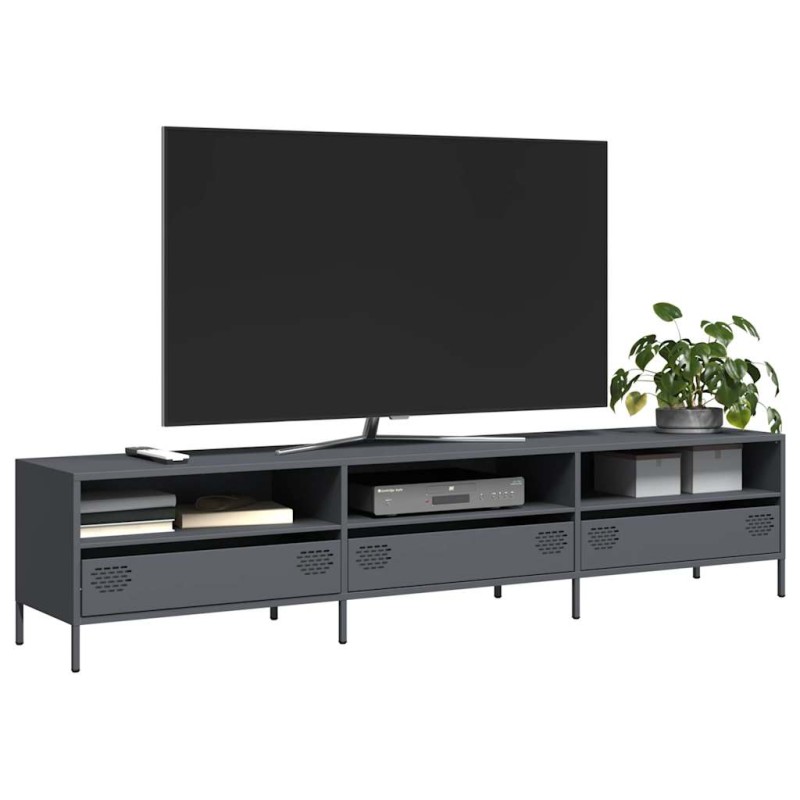 vidaXL Έπιπλο Τηλεόρασης Ανθρακί 202x39x43,5 εκ. Ατσάλι Ψυχρής Έλασης
