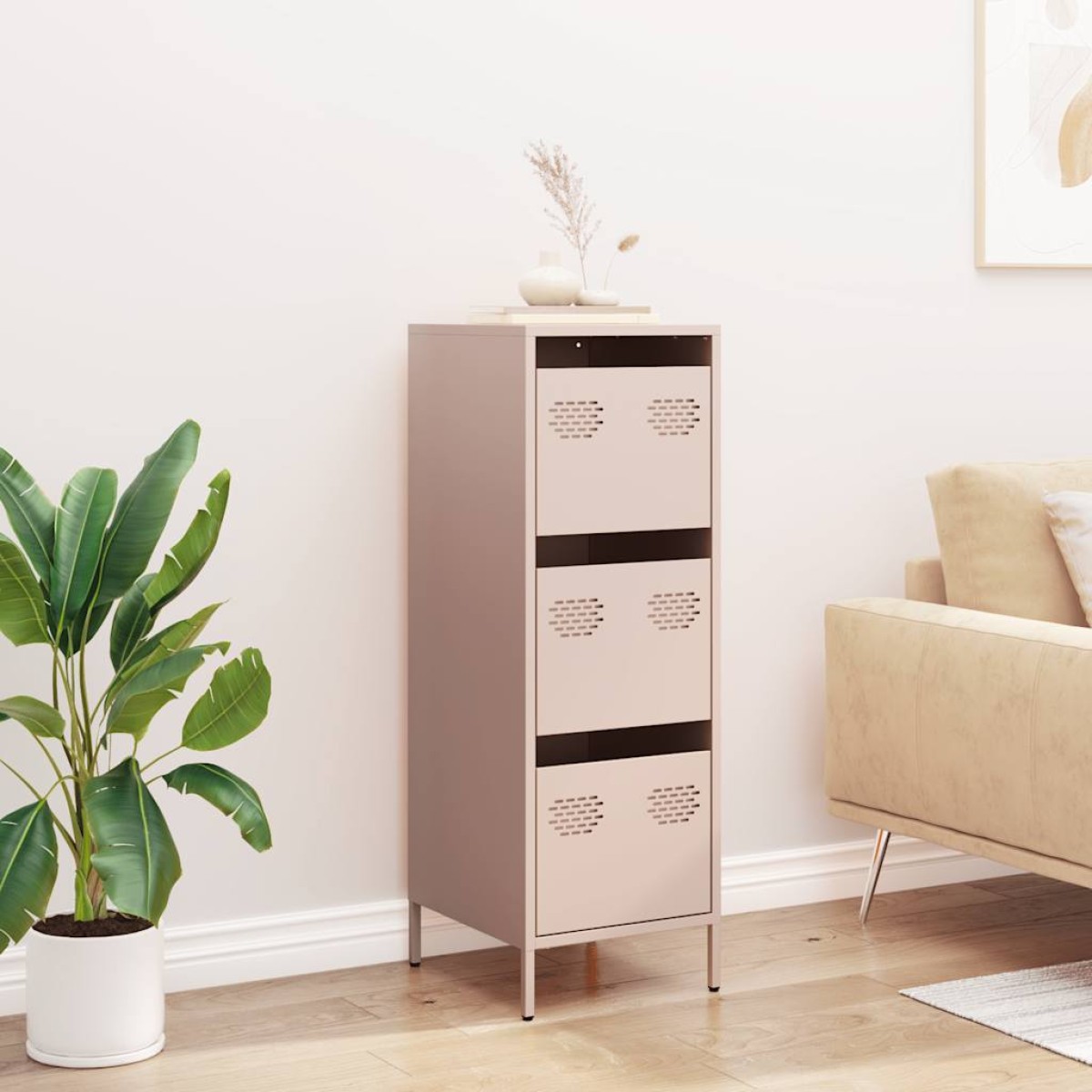 vidaXL Ντουλάπι Ροζ 39x35x103,5 εκ. από Ατσάλι