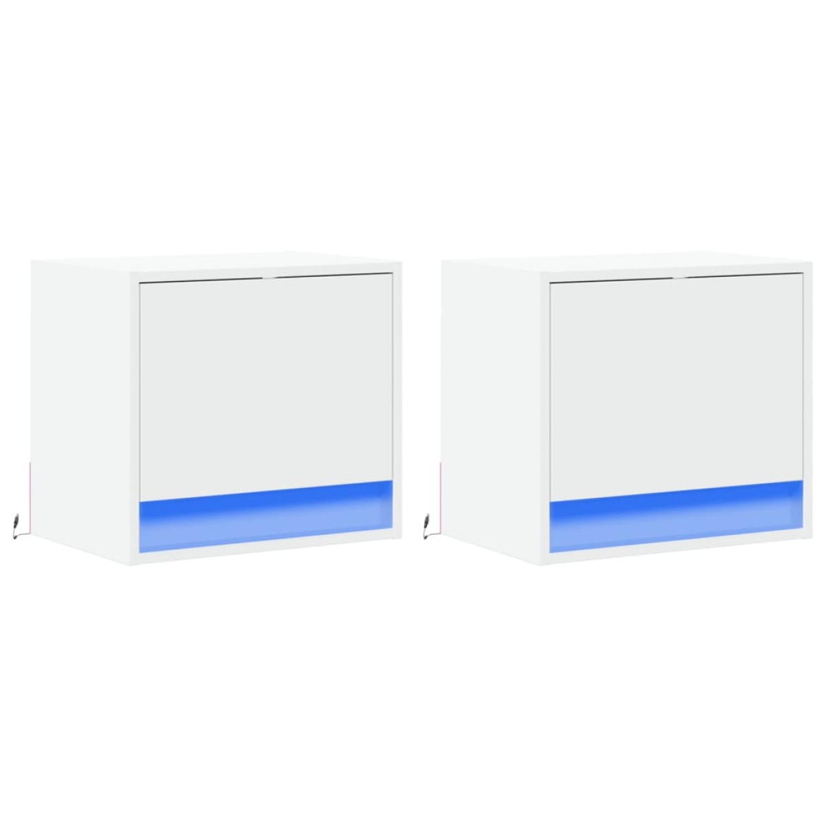 vidaXL Κομοδίνα Επιτοίχια με Φώτα LED 2 τεμ. Λευκά