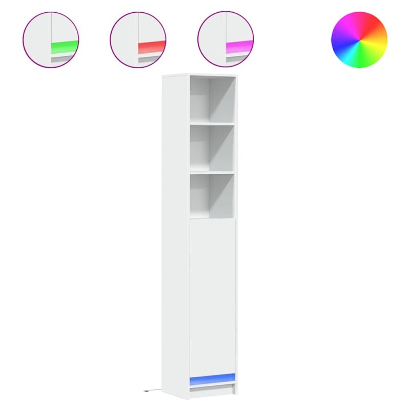 vidaXL Μπουφές με Φώτα LED Λευκός 36x32,5x200 εκ. Επεξεργασμένο Ξύλο