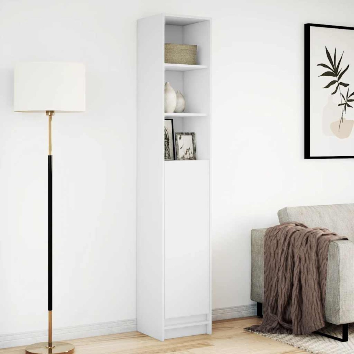 vidaXL Μπουφές με Φώτα LED Λευκός 36x32,5x200 εκ. Επεξεργασμένο Ξύλο