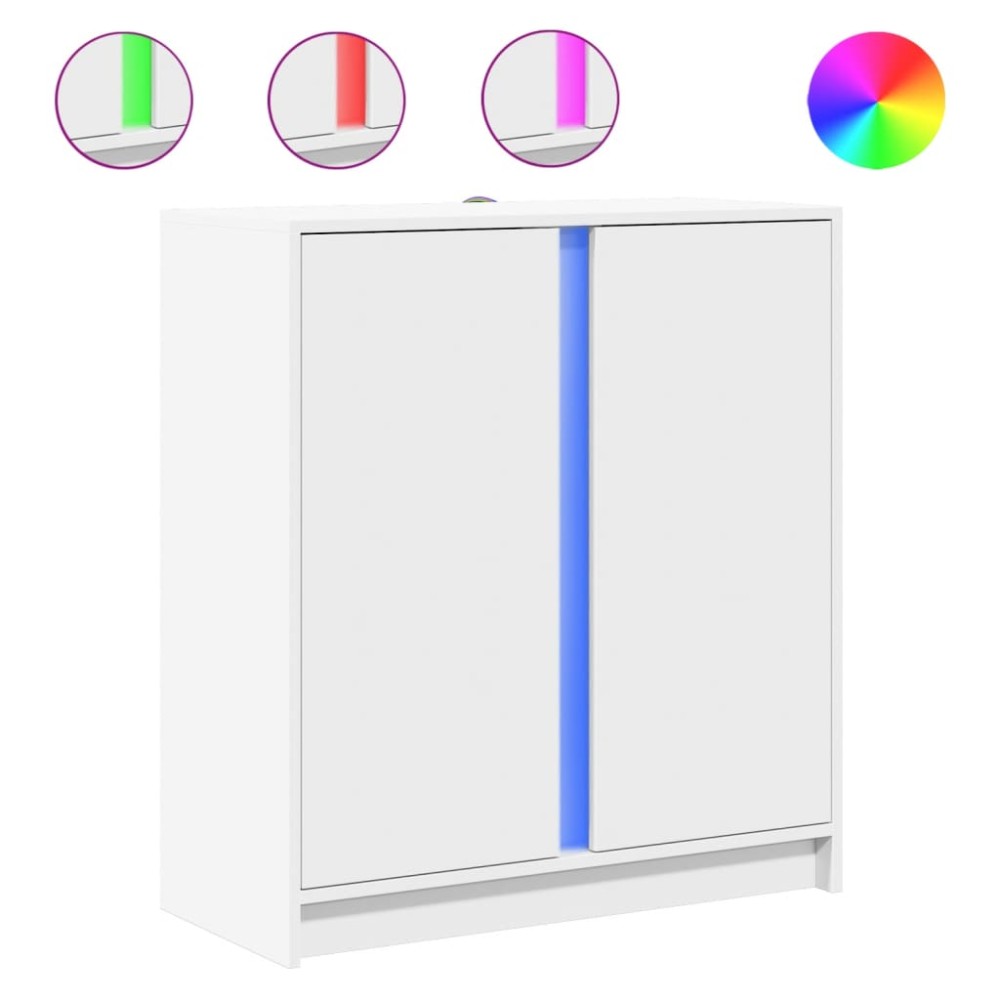 vidaXL Μπουφές με Φώτα LED Λευκός 77x34x85 εκ. από Επεξεργασμένο Ξύλο