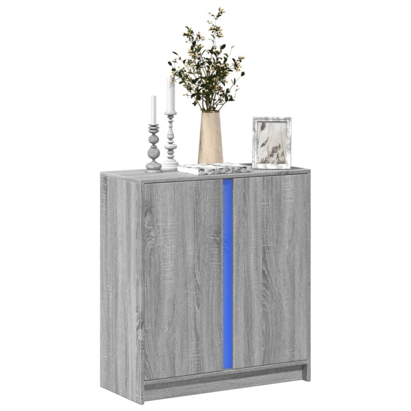 vidaXL Ντουλάπι με Φώτα LED Γκρι Sonoma 77x34x85εκ Επεξεργασμένο Ξύλο