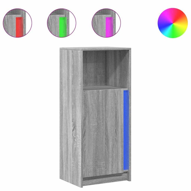 vidaXL Ντουλάπι με Φώτα LED Γκρι Sonoma 42,5x34x100 εκ Επεξ. Ξύλο