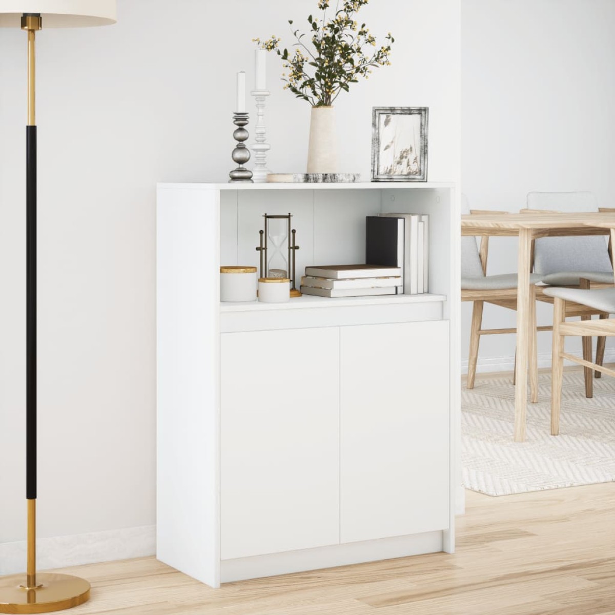 vidaXL Μπουφές με Φώτα LED Λευκός 72x34x100 εκ. από Επεξεργασμένο Ξύλο