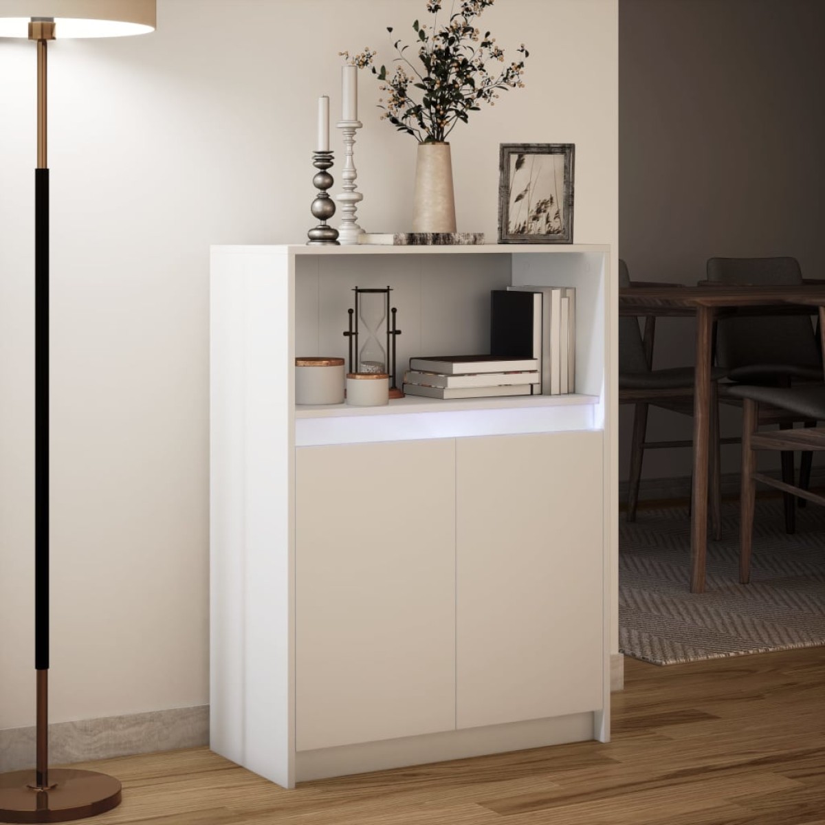 vidaXL Μπουφές με Φώτα LED Λευκός 72x34x100 εκ. από Επεξεργασμένο Ξύλο