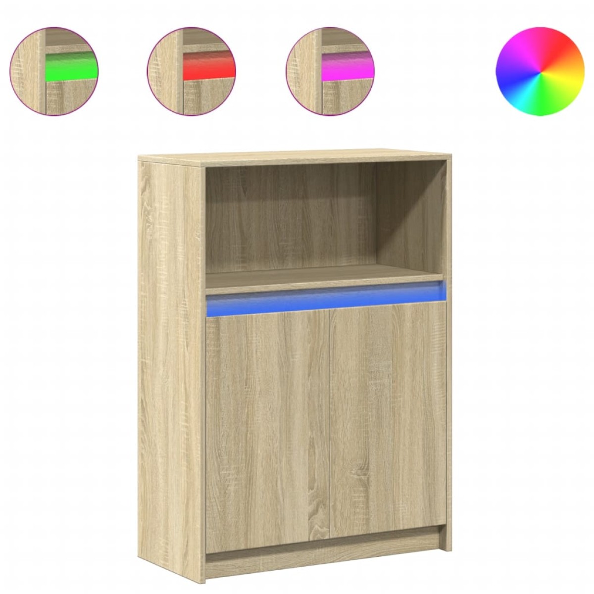 vidaXL Ντουλάπι με Φώτα LED Sonoma Δρυς 72x34x100εκ Επεξεργασμένο Ξύλο