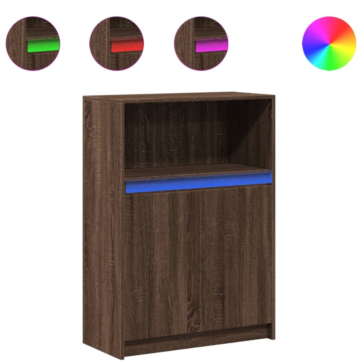 vidaXL Ντουλάπι με Φώτα LED Καφέ Δρυς 72x34x100 εκ. Επεξεργασμένο Ξύλο