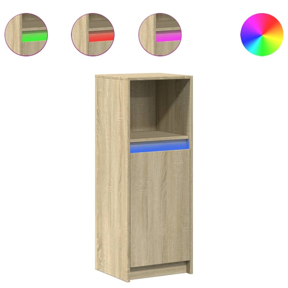 vidaXL Ντουλάπι με Φώτα LED Sonoma Δρυς 38x34x100εκ Επεξεργασμένο Ξύλο