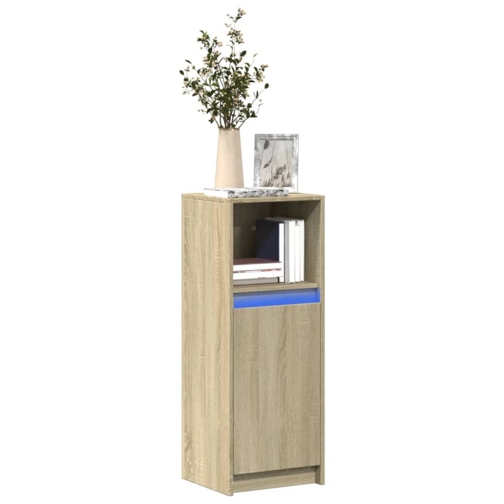 vidaXL Ντουλάπι με Φώτα LED Sonoma Δρυς 38x34x100εκ Επεξεργασμένο Ξύλο