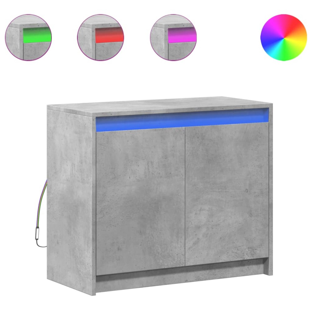 vidaXL Ντουλάπι με Φώτα LED Γκρι Σκυρ. 72x34x61 εκ. Επεξεργασμένο Ξύλο