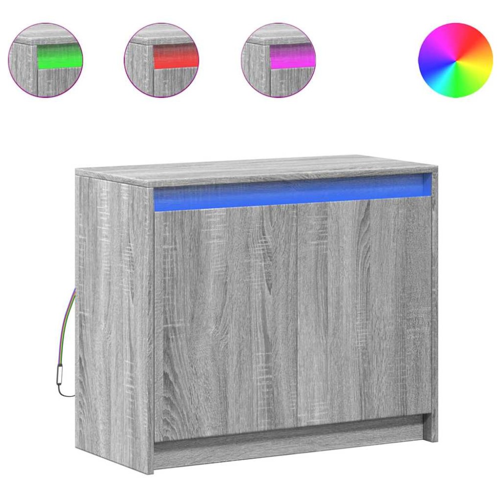 vidaXL Ντουλάπι με Φώτα LED Γκρι Sonoma 72x34x61 εκ Επεξεργασμένο Ξύλο