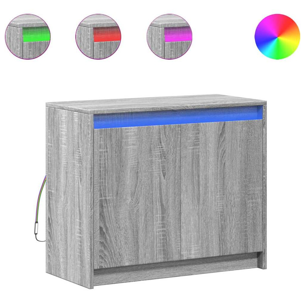 vidaXL Ντουλάπι με Φώτα LED Γκρι Sonoma 72x34x61 εκ Επεξεργασμένο Ξύλο