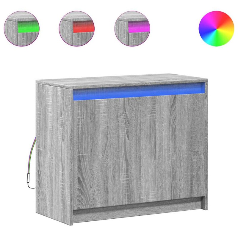 vidaXL Ντουλάπι με Φώτα LED Γκρι Sonoma 72x34x61 εκ Επεξεργασμένο Ξύλο