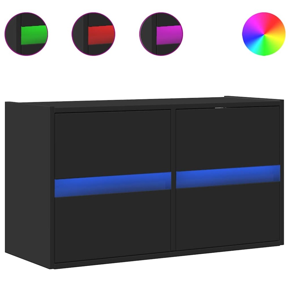 vidaXL Έπιπλο Τοίχου Τηλεόρασης με LED Μαύρο 80x31x45 εκ.