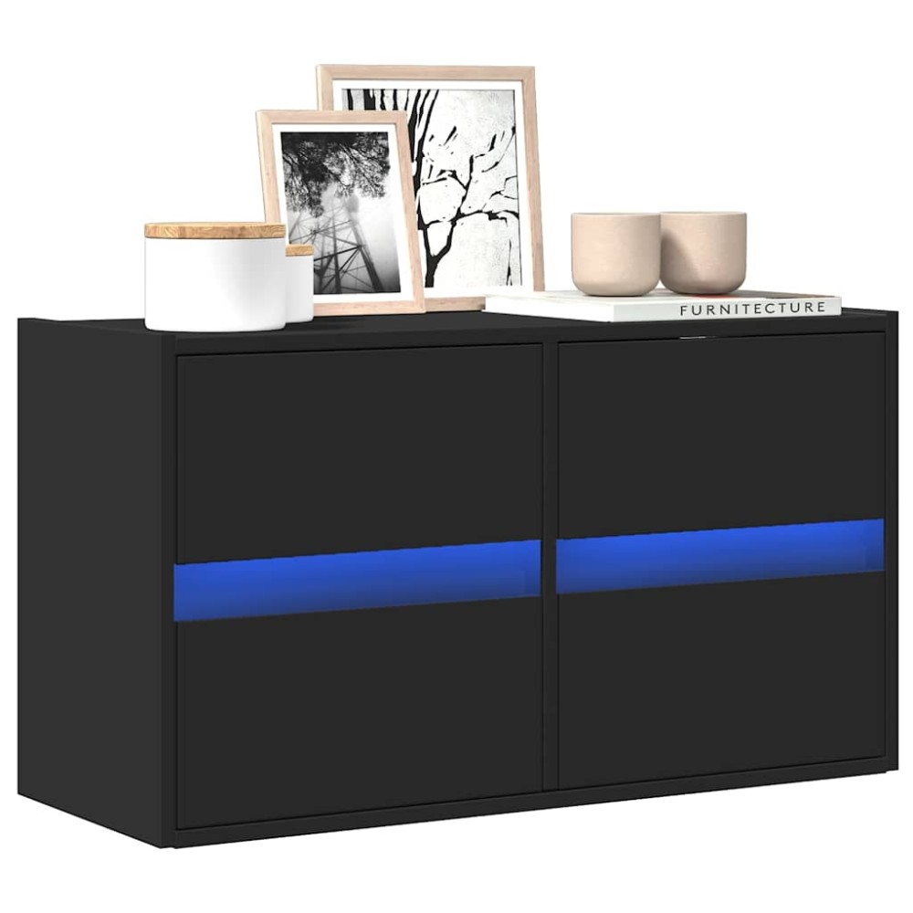 vidaXL Έπιπλο Τοίχου Τηλεόρασης με LED Μαύρο 80x31x45 εκ.