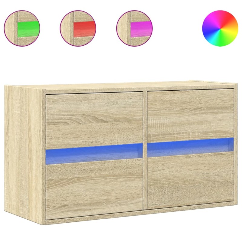 vidaXL Έπιπλο Τοίχου Τηλεόρασης με LED Sonoma Δρυς 80x31x45 εκ.