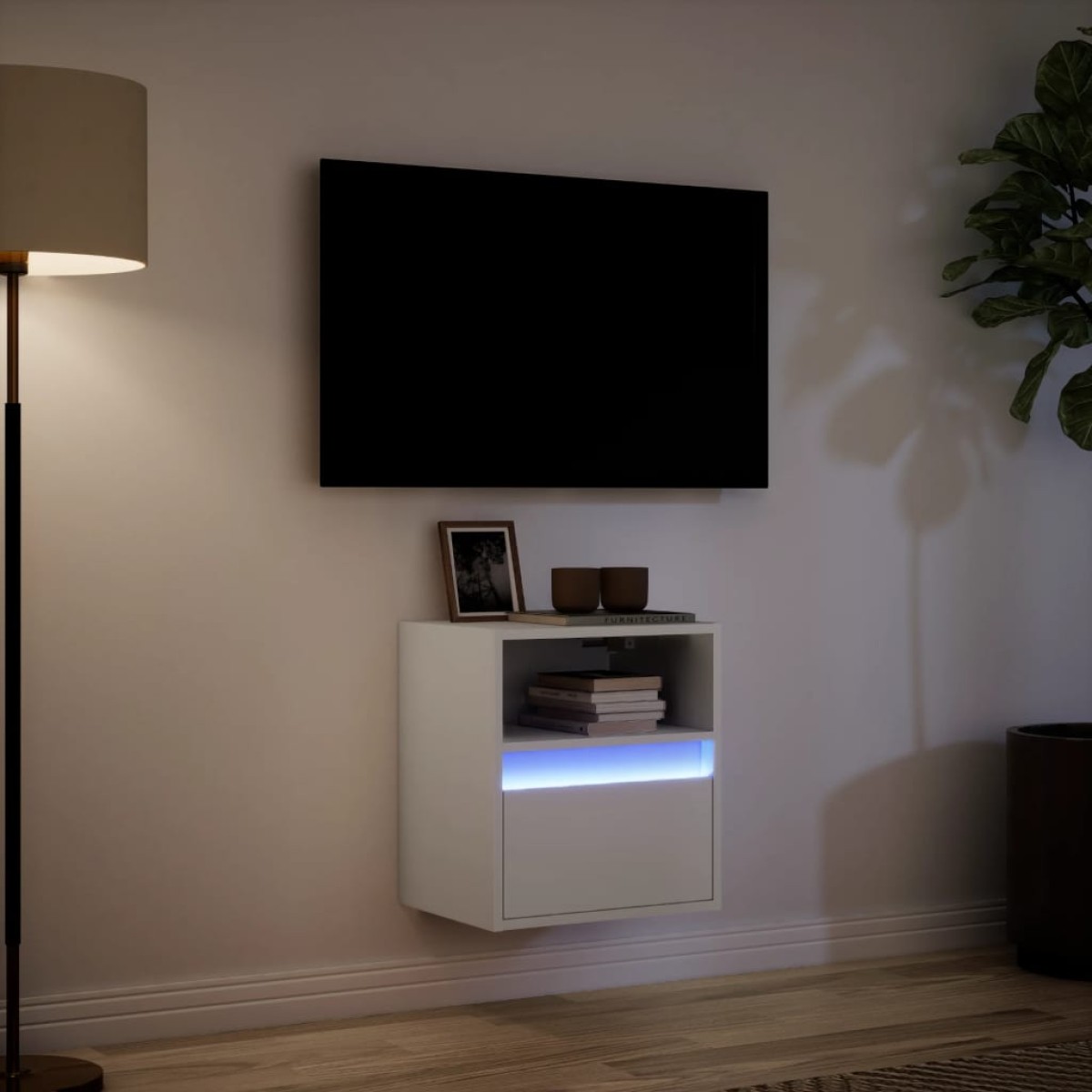 vidaXL Έπιπλο Τοίχου Τηλεόρασης με LED Λευκό 41x31x45 εκ.