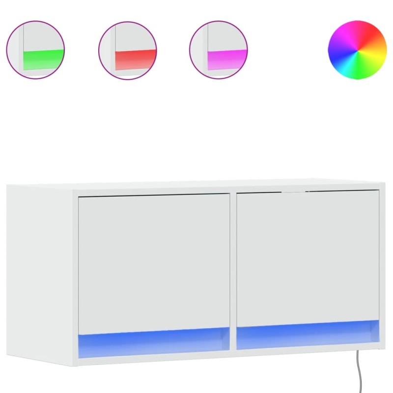 vidaXL Έπιπλο Τοίχου Τηλεόρασης με LED Λευκό 80x31x38 εκ.