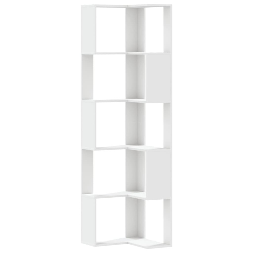 vidaXL Βιβλιοθήκη Γωνιακή 5 Επ. Λευκή 50x50x179εκ Επεξ. Ξύλο