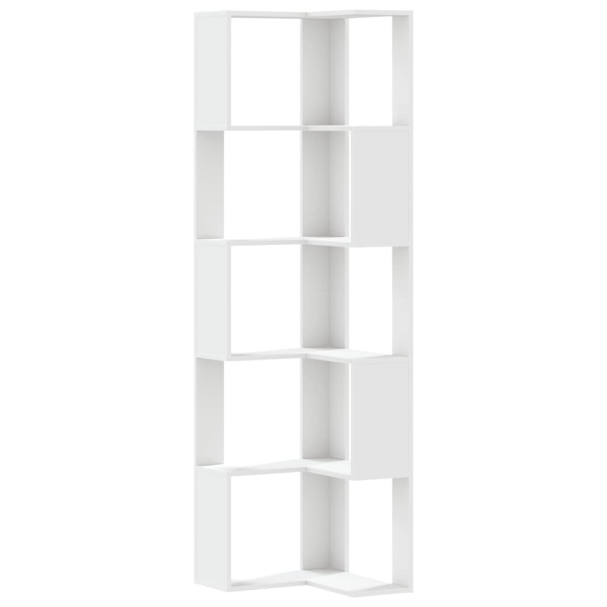 vidaXL Βιβλιοθήκη Γωνιακή 5 Επ. Λευκή 50x50x179εκ Επεξ. Ξύλο