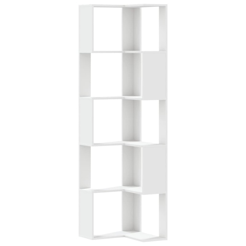 vidaXL Βιβλιοθήκη Γωνιακή 5 Επ. Λευκή 50x50x179εκ Επεξ. Ξύλο