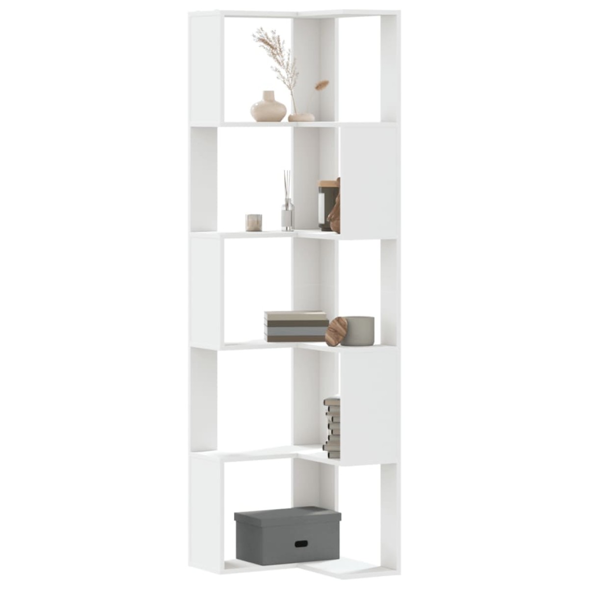 vidaXL Βιβλιοθήκη Γωνιακή 5 Επ. Λευκή 50x50x179εκ Επεξ. Ξύλο