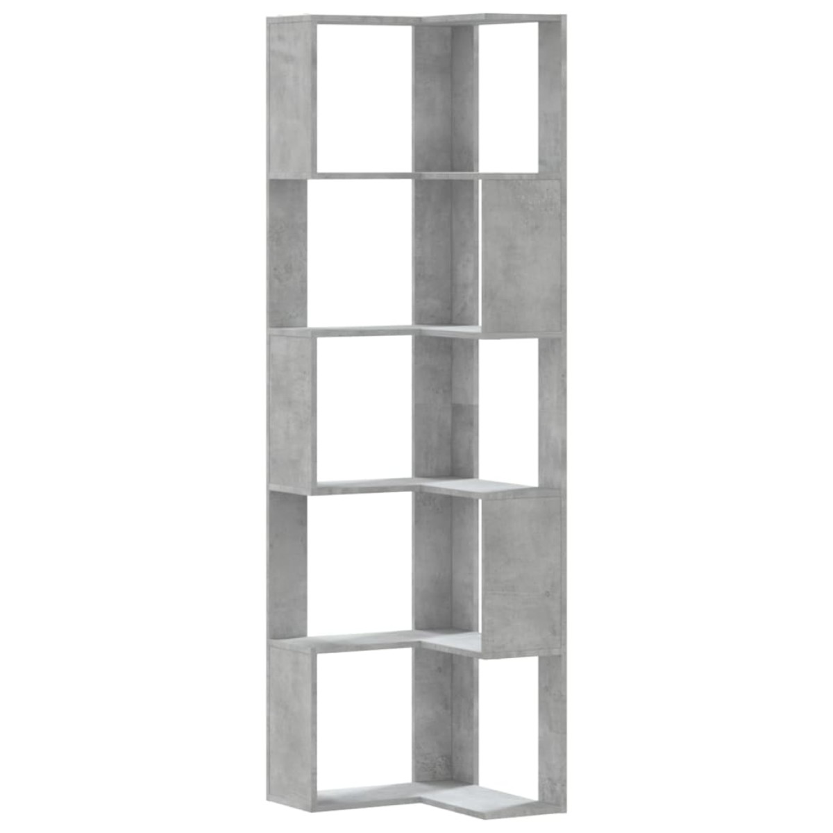 vidaXL Βιβλιοθήκη Γωνιακή 5 Επ. Γκρι Σκυροδέμ. 50x50x179 εκ Επεξ. Ξύλο