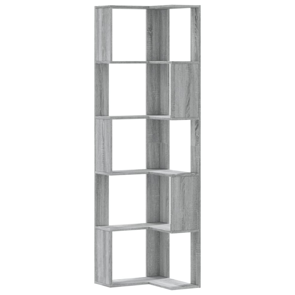 vidaXL Βιβλιοθήκη Γωνιακή 5 Επ. Γκρι Sonoma 50x50x179 εκ Επεξ. Ξύλο