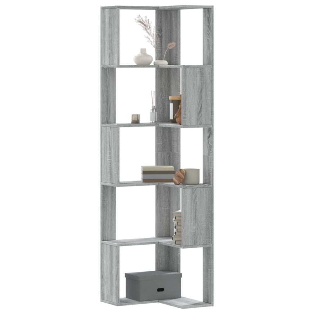 vidaXL Βιβλιοθήκη Γωνιακή 5 Επ. Γκρι Sonoma 50x50x179 εκ Επεξ. Ξύλο