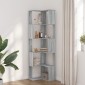 vidaXL Βιβλιοθήκη Γωνιακή 5 Επ. Γκρι Sonoma 50x50x179 εκ Επεξ. Ξύλο