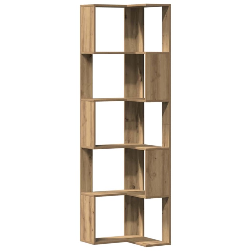vidaXL Βιβλιοθήκη Γωνιακή 5 Επ. Αρτισιανή Δρυς 50x50x179 εκ Επεξ. Ξύλο