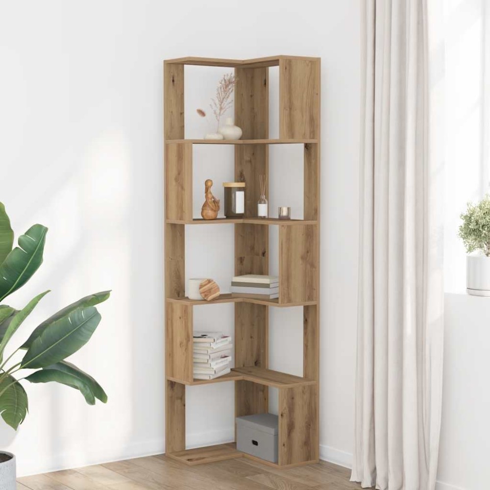 vidaXL Βιβλιοθήκη Γωνιακή 5 Επ. Αρτισιανή Δρυς 50x50x179 εκ Επεξ. Ξύλο