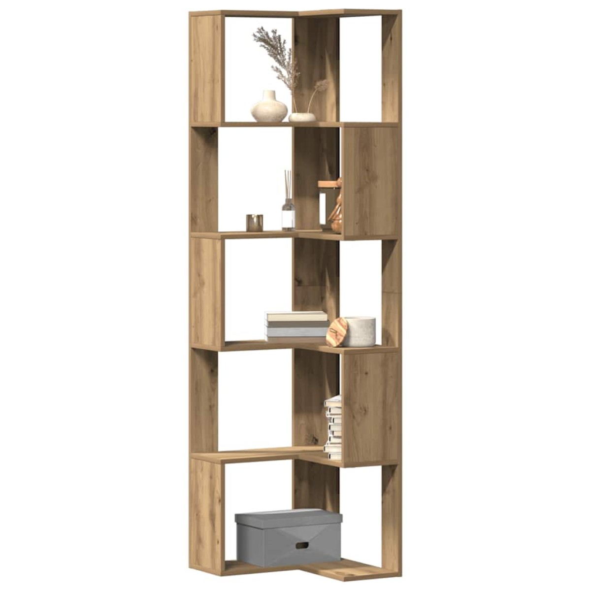 vidaXL Βιβλιοθήκη Γωνιακή 5 Επ. Αρτισιανή Δρυς 50x50x179 εκ Επεξ. Ξύλο