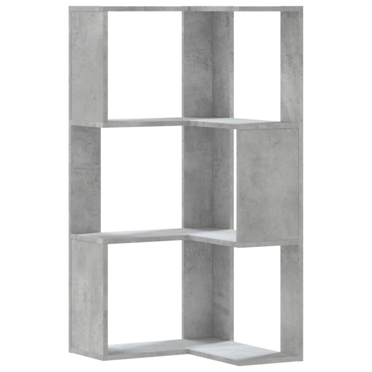 vidaXL Βιβλιοθήκη Γωνιακή 3 Επ. Γκρι Σκυροδέμ. 50x50x102εκ Επεξ. Ξύλο