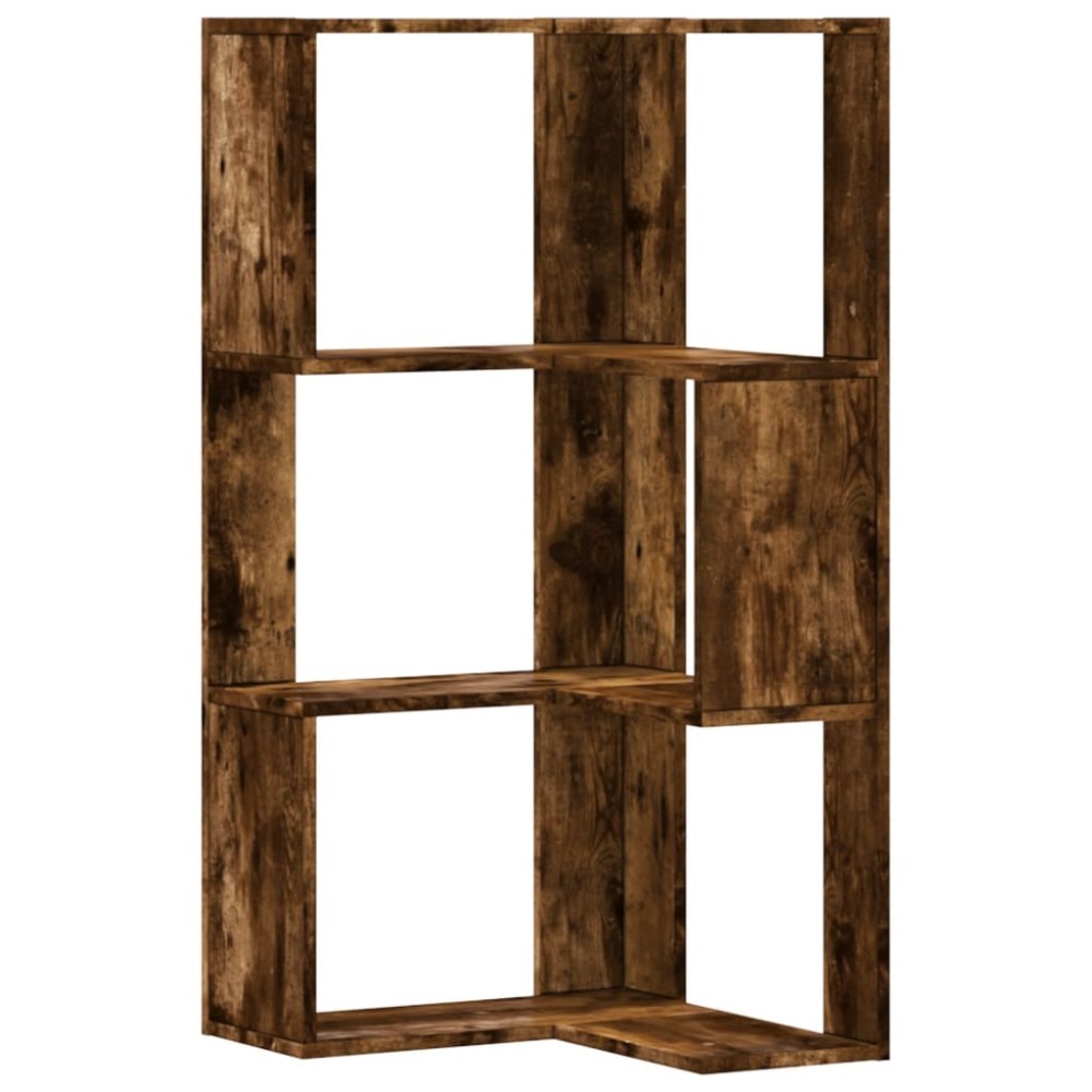 vidaXL Βιβλιοθήκη Γωνιακή 3 Επ. Καπνιστή Δρυς 50x50x102εκ Επεξ. Ξύλο