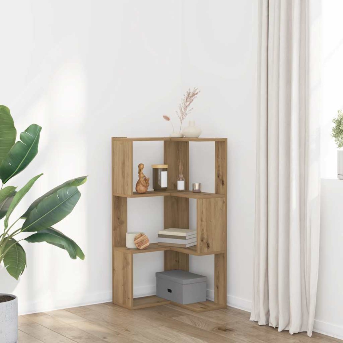 vidaXL Βιβλιοθήκη Γωνιακή 3 Επ. Αρτισιανή Δρυς 50x50x102εκ Επεξ. Ξύλο