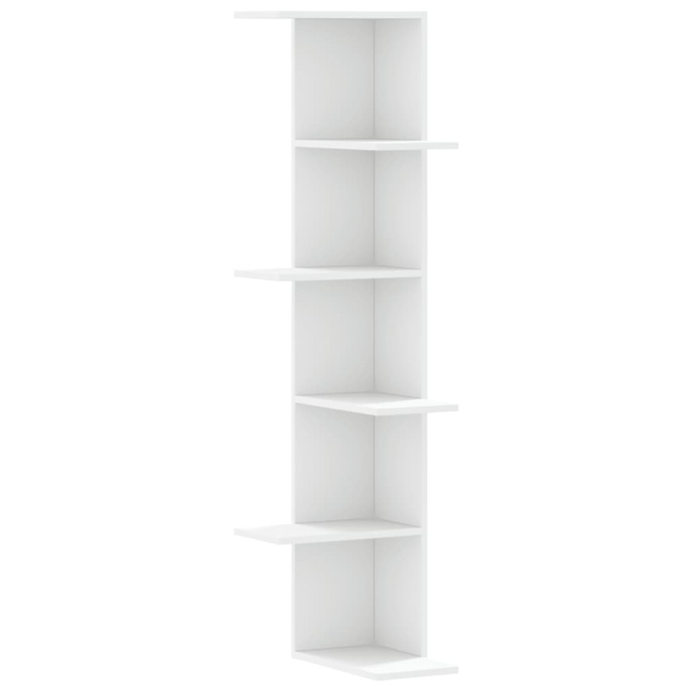 vidaXL Γωνιακή Ραφιέρα Τοίχου Λευκή 36,5x36,5x140 εκ. Επεξ. Ξύλο