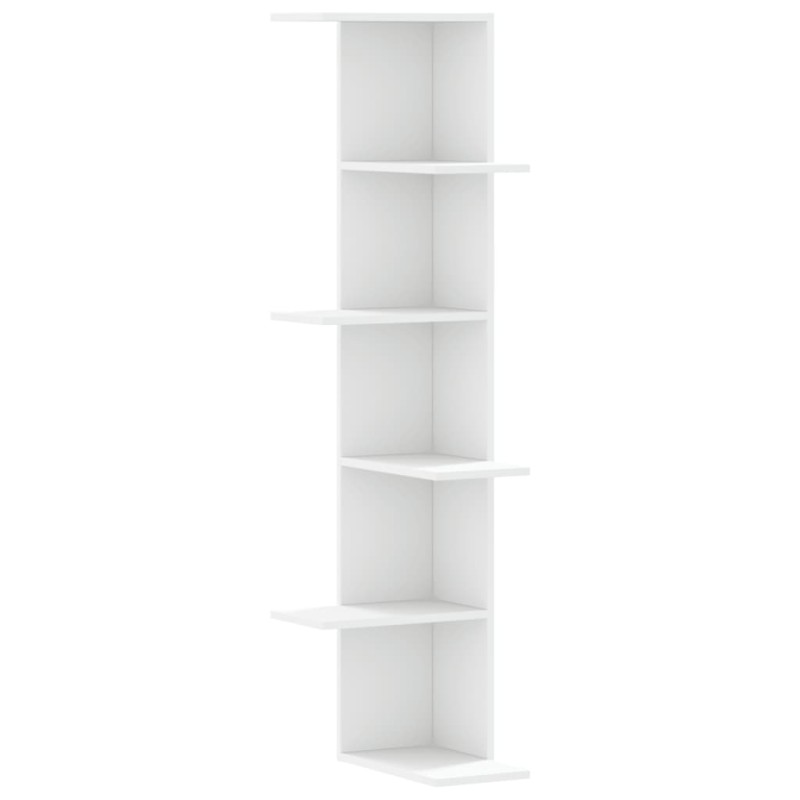 vidaXL Γωνιακή Ραφιέρα Τοίχου Λευκή 36,5x36,5x140 εκ. Επεξ. Ξύλο