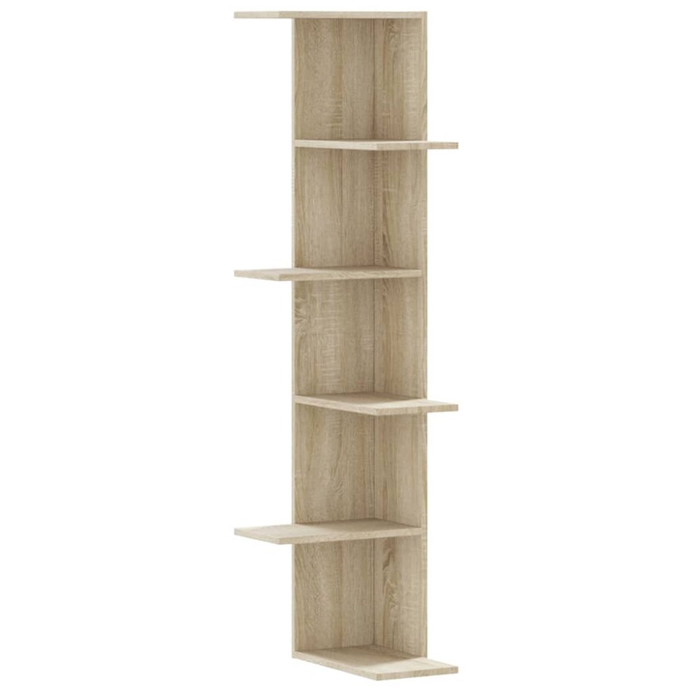 vidaXL Γωνιακή Ραφιέρα Τοίχου Sonoma Δρυς 50x50x179 εκ. Επεξ. Ξύλο