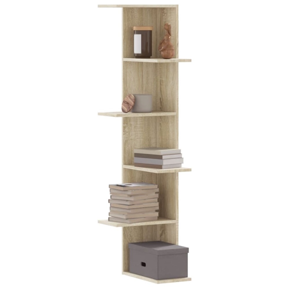 vidaXL Γωνιακή Ραφιέρα Τοίχου Sonoma Δρυς 50x50x179 εκ. Επεξ. Ξύλο