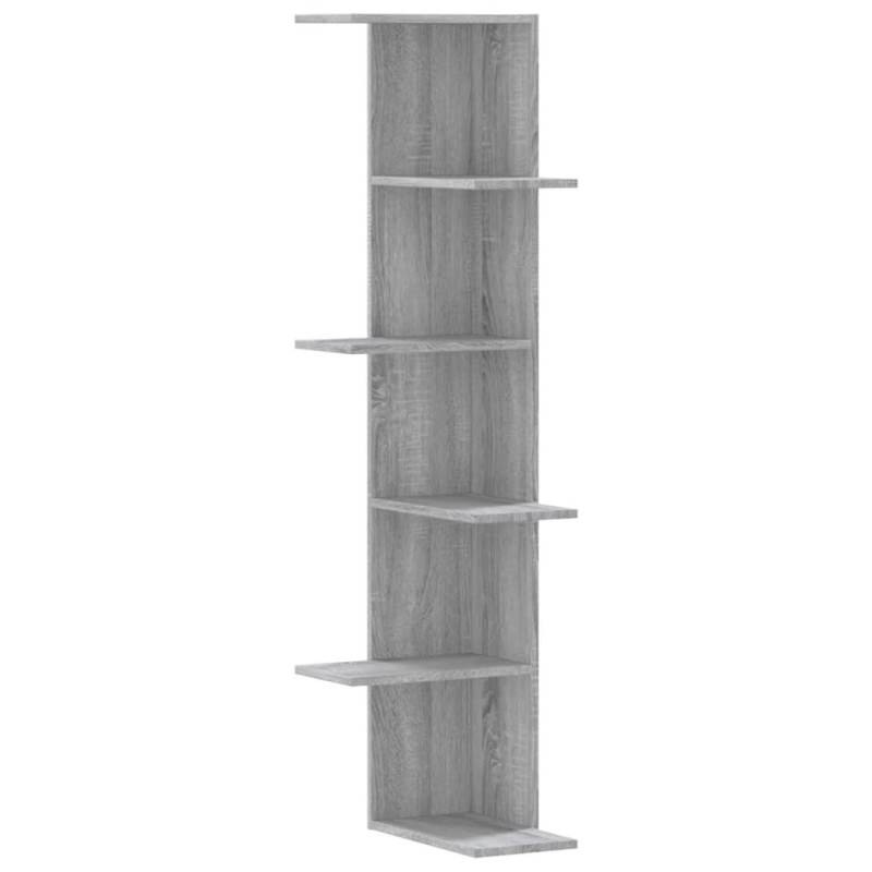vidaXL Γωνιακή Ραφιέρα Τοίχου Γκρι Sonoma 36,5x36,5x140 εκ Επεξ. Ξύλο