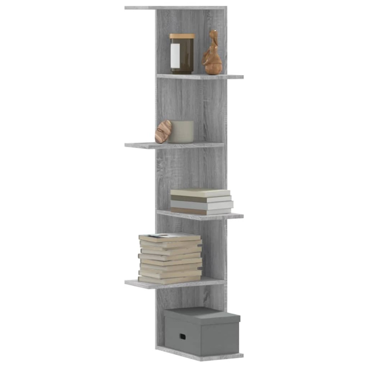vidaXL Γωνιακή Ραφιέρα Τοίχου Γκρι Sonoma 36,5x36,5x140 εκ Επεξ. Ξύλο