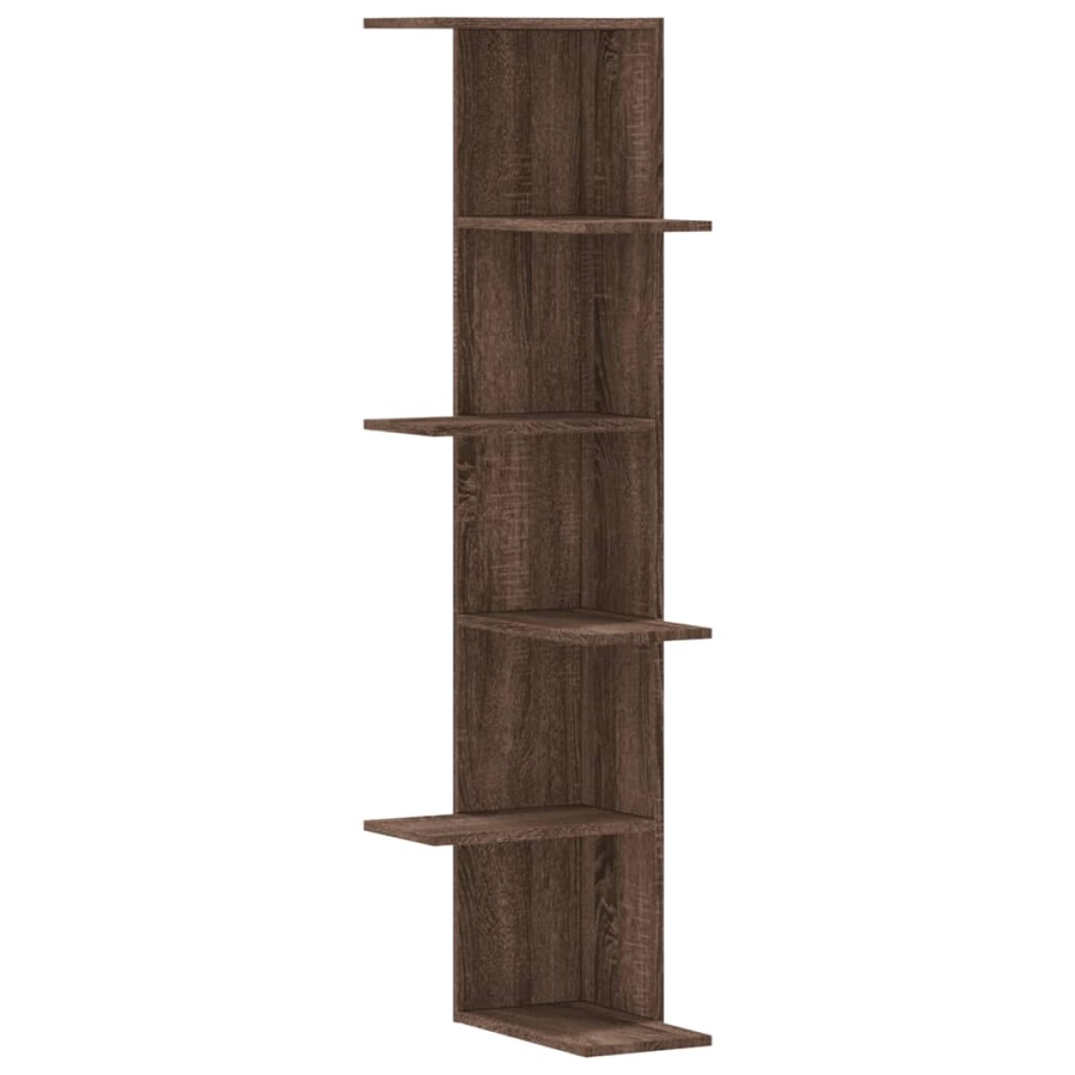 vidaXL Γωνιακή Ραφιέρα Τοίχου Καφέ Δρυς 36,5x36,5x140 εκ. Επεξ. Ξύλο