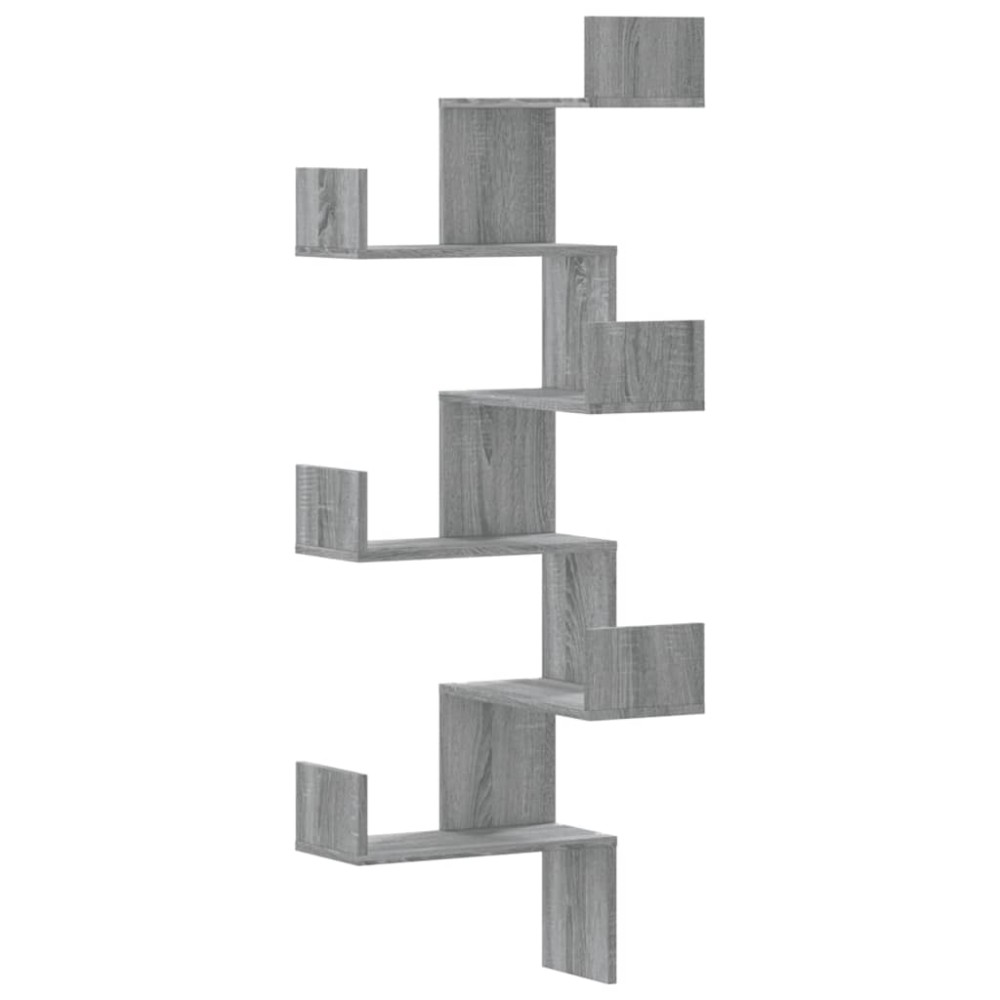 vidaXL Γωνιακή Ραφιέρα Τοίχου Γκρι Sonoma 45x45x147 εκ Επεξ. Ξύλο
