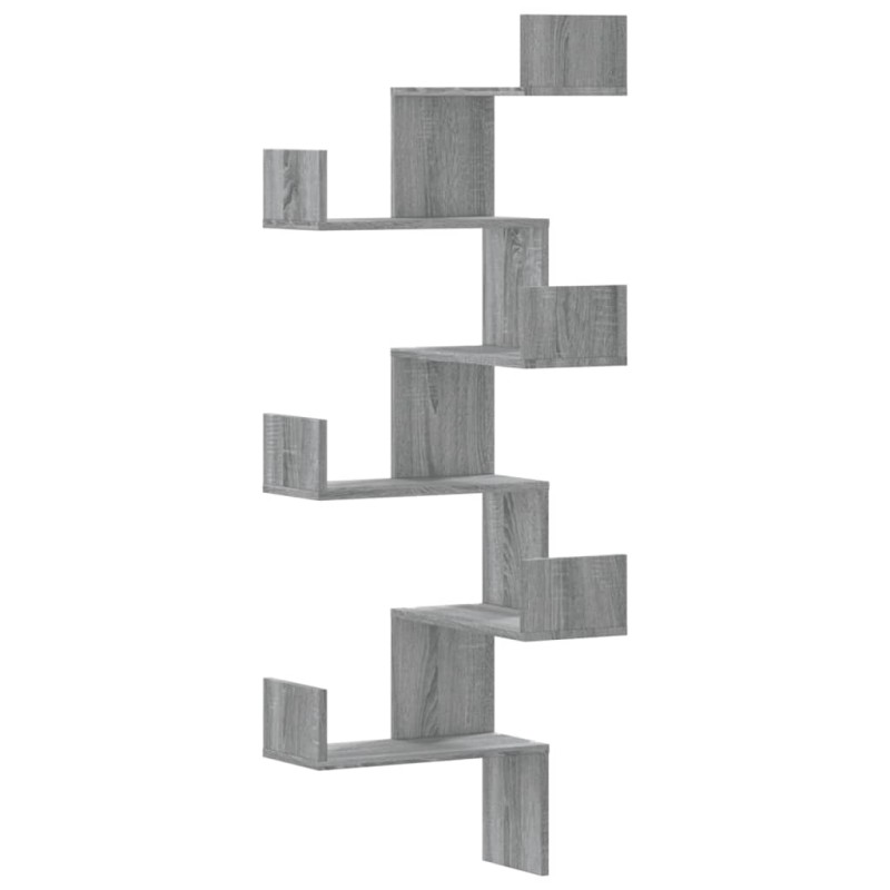vidaXL Γωνιακή Ραφιέρα Τοίχου Γκρι Sonoma 45x45x147 εκ Επεξ. Ξύλο