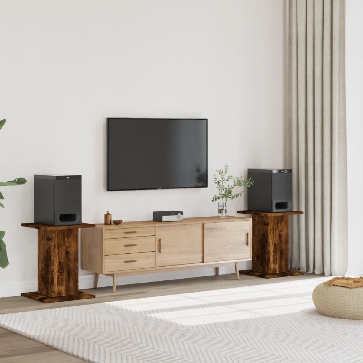 vidaXL Βάσεις Ηχείων 2Τεμ. Καπνιστή Δρυς 30x30x60εκ Επεξεργασμένο Ξύλο
